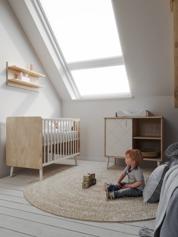 Peak Natural Oak & White 120-as babaágy - Image 3