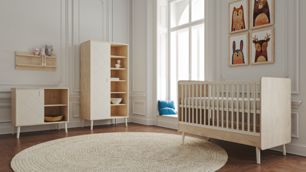 Peak Natural Oak & White Átalakítható 140-es babaágy - Image 3