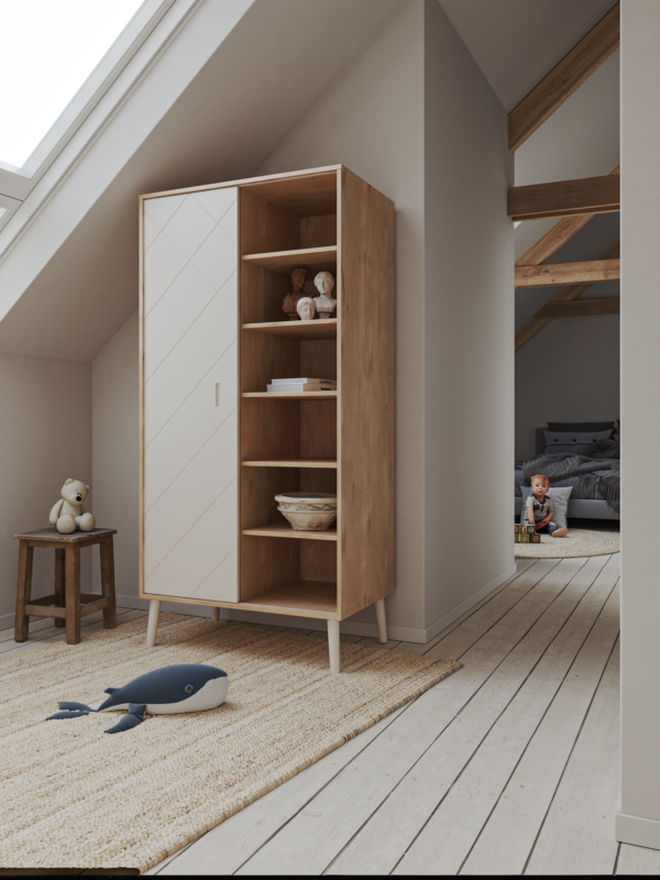 Peak Natural Oak & White 2 osztású szekrény - Image 3