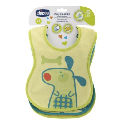 Chicco Easy Meal Bib frottir előke vízálló hátlappal 6hó+ 3 db-os