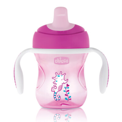 Chicco Training Cup 2in1 gyakorló-itatópohár kivehető szeleppel 200ml Rózsaszín