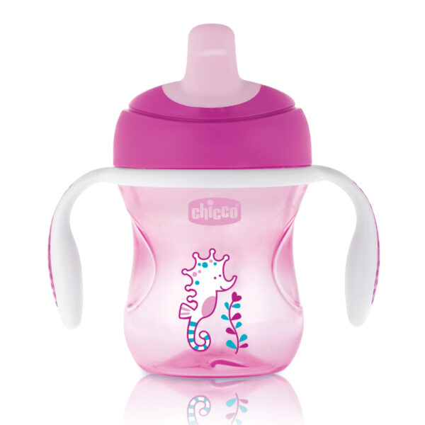 Chicco Training Cup 2in1 gyakorló-itatópohár kivehető szeleppel 200ml Rózsaszín