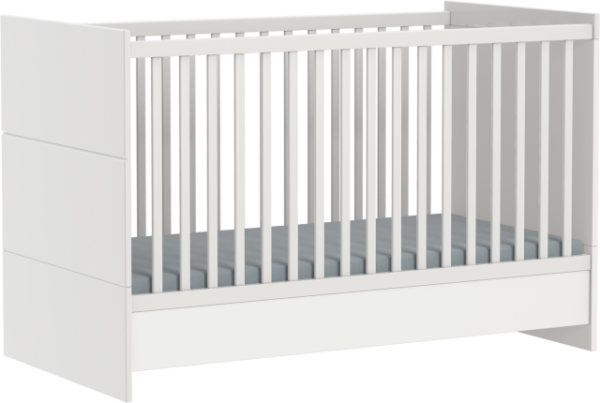 Faktum kiságy, ALDA Jégfehér átalakítható babaágy rágásvédővel 140x70