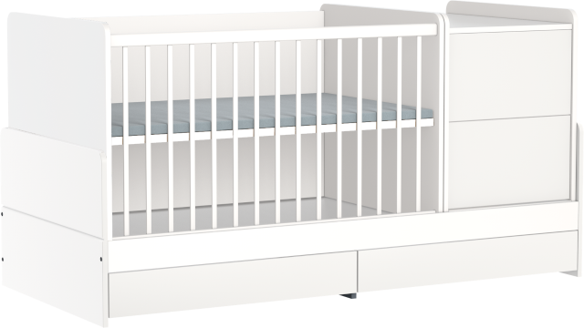 Faktum ALDA Jégfehér kombi babaágy, kiságy rágásvédővel