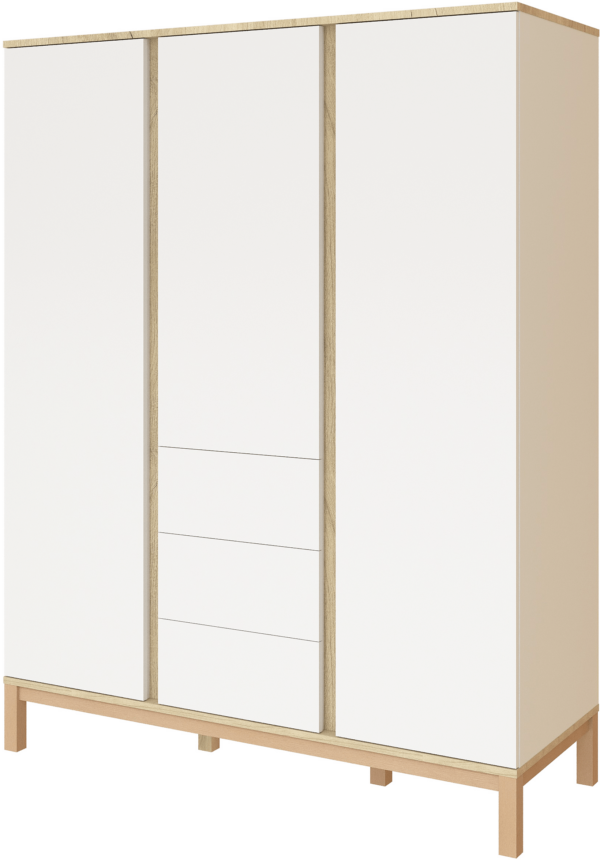 Loop White & Oak 3 osztású szekrény