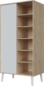 Peak Natural Oak & White 2 osztású szekrény