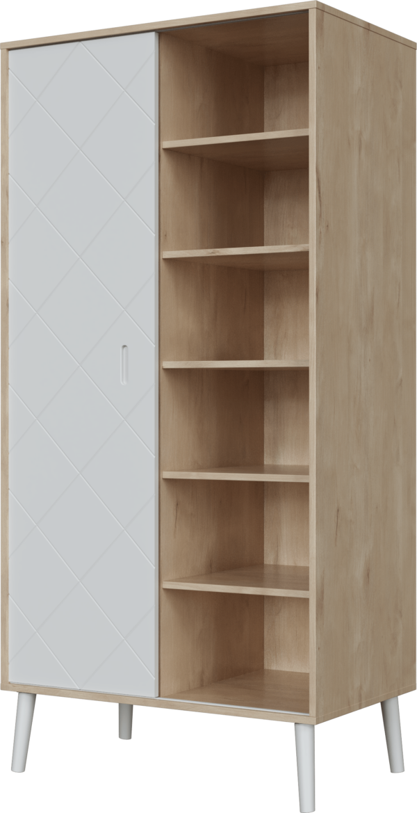 Peak Natural Oak & White 2 osztású szekrény