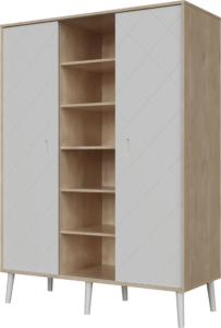 Peak Natural Oak & White 3 osztású szekrény