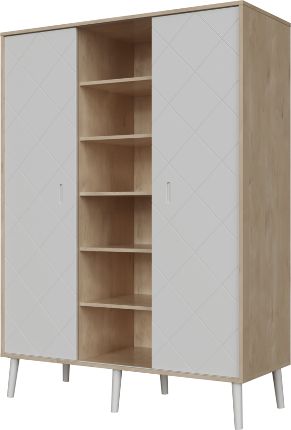 Peak Natural Oak & White 3 osztású szekrény